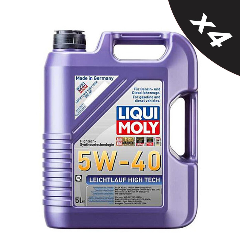 Liqui Moly 5W40 Engine Oil ACEA A3/B4 Leichtlauf High Tech MB229.5 BMW 20L