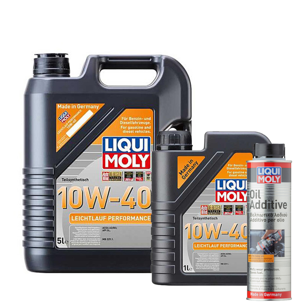 6L Liqui Moly 10W40 Leichtlauf Performance ACEA A3 B3+Oil Additive 300ml