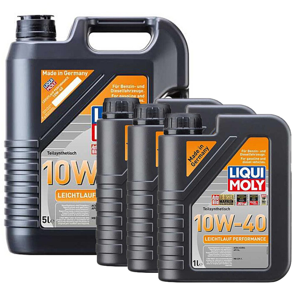 Liqui Moly 10W40 Engine Oil 8L Leichtlauf Performance 2536 ACEA A3 B3 MB 229.1