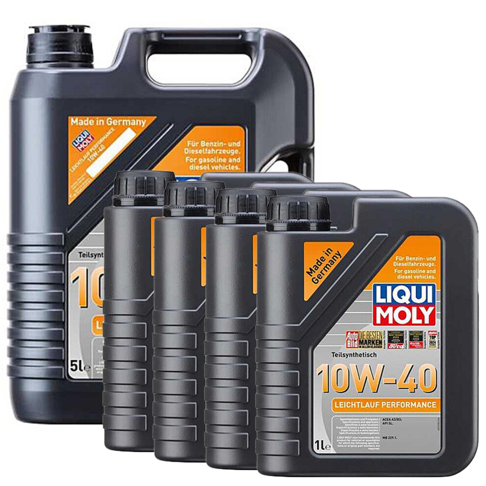 Liqui Moly 10W40 Engine Oil 9L Leichtlauf Performance 2536 ACEA A3 B3 MB 229.1