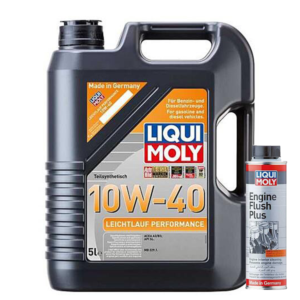 5L Liqui Moly 10W40 Leichtlauf Performance ACEA A3 B3+ ENGINE FLUSH PLUS - 300ml