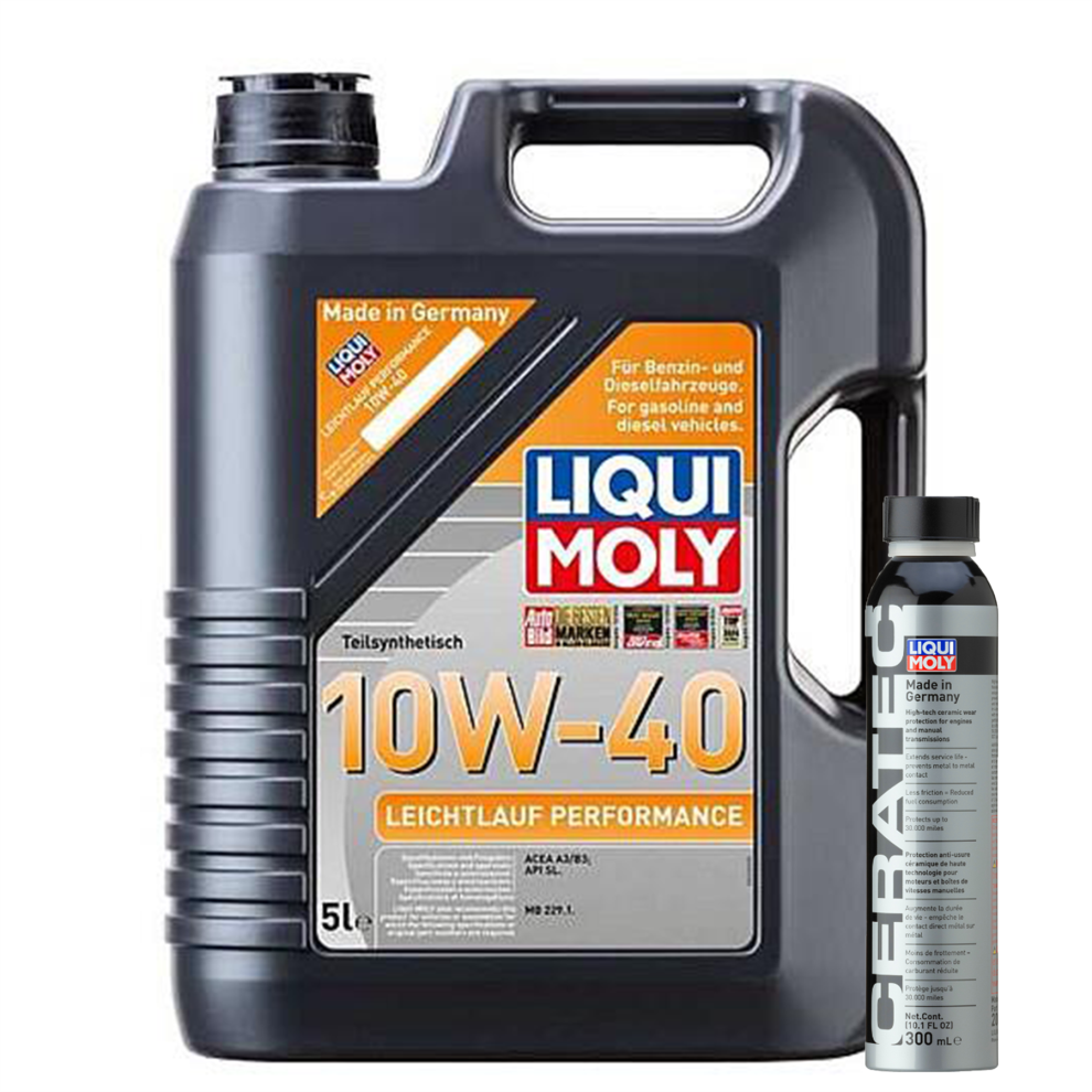 5L Liqui Moly 10W40 Leichtlauf Performance ACEA A3 B3 + CERA TEC - 300ml