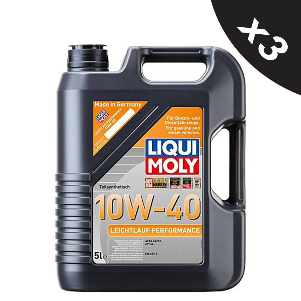 Liqui Moly 10W40 Engine Oil 15L Leichtlauf Performance 2536 ACEA A3 B3 MB 229.1