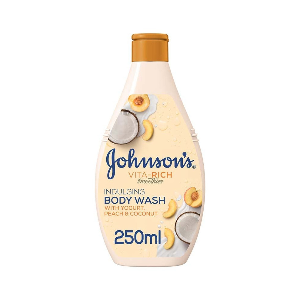 Johnson's Vita-Rich Smoothies Indulging Body Wash With Yogurt, Peach & Coconut 250ml |Moisturizing Shower Gel Cleanser |Light-weight & Non-greasy