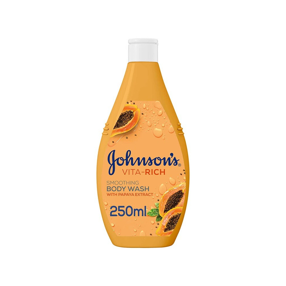 Johnson's Vita-Rich Smoothing Body Wash With Papaya Extract 250ml | 24-hour Comfort | Shower Gel