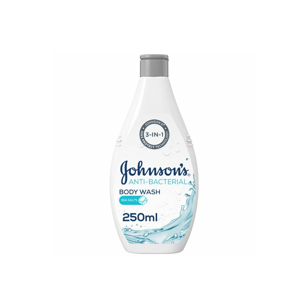 Johnson's Anti-Bacterial Body Wash Sea Salts 250ml |Germ-Removal Technology with Moisturizer |Gentle Cleanser |Nourish Skin