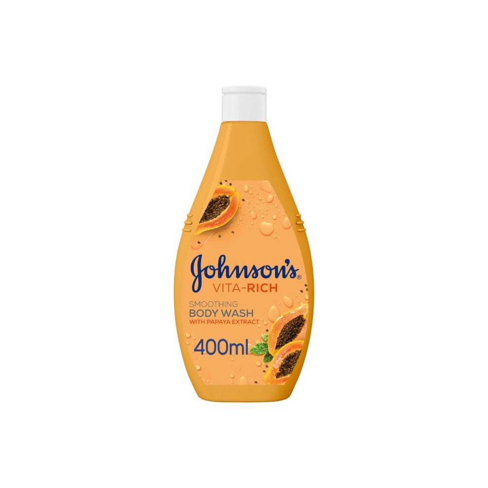 Johnson's Vita-Rich Smoothing Body Wash With Papaya Extract 400ml | 24-hour Comfort | Shower Gel For Men & Women