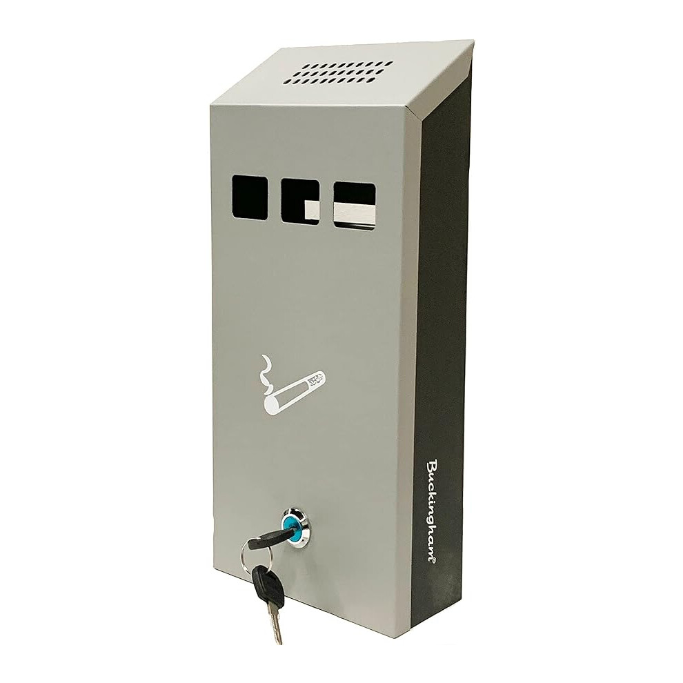 Buckingham Cigarette Bin Wall Mounted Outdoor Heavy Duty Ashtray for Pubs Clubs Office & Home Lockable