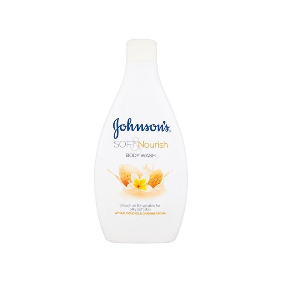 Johnson's Soft & Nourish Body Wash 400ml |Smoothes & Hydrates For Silky Soft Skin |Almond Oil & Jasmine Aroma |Shower Gel |Unisex