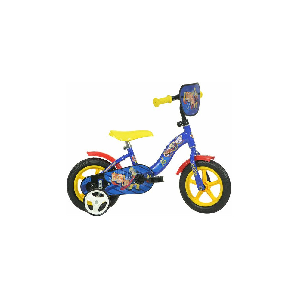 Dino Fireman Sam Kids Boys Bike 10" MAG Wheel - With Stabilisers