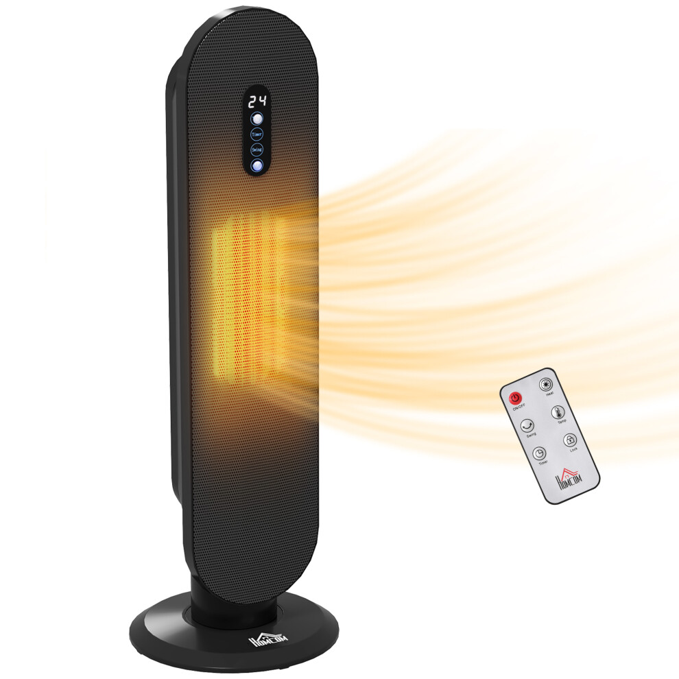 HOMCOM Ceramic Space Heater Tower Heater W/ 45 Oscillation, Black