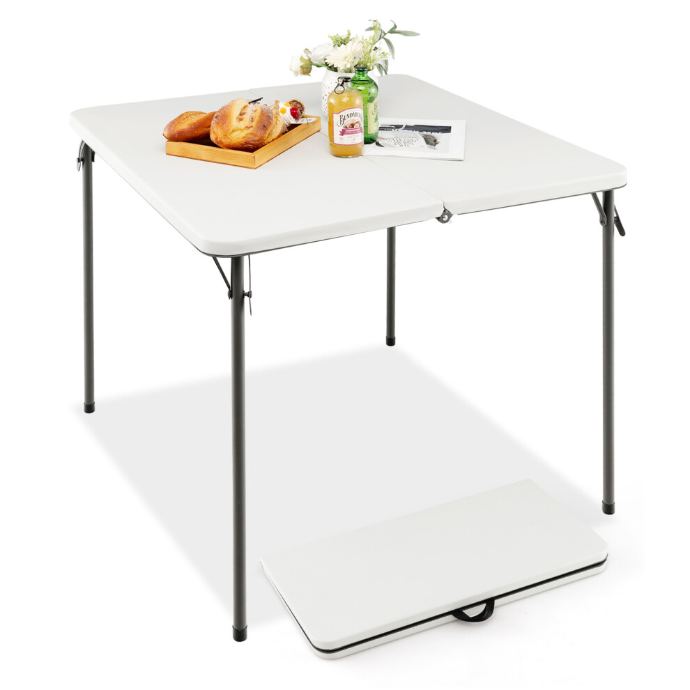 Folding Camping Table Portable Dining Picnic Table w/ Handle White