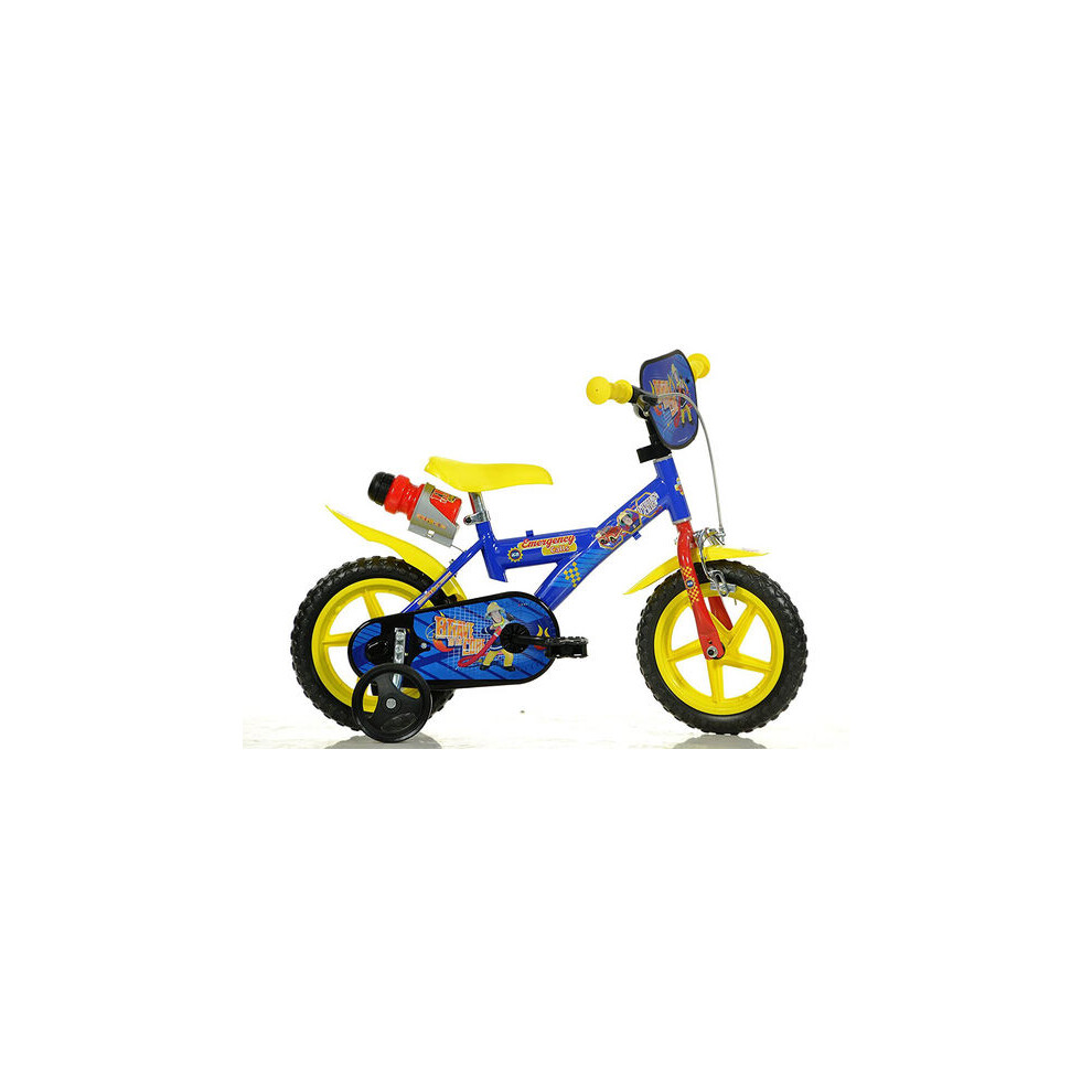 Dino Fireman Sam Blue Boys Bike with Drinks Bottle - 12" Mag Wheels
