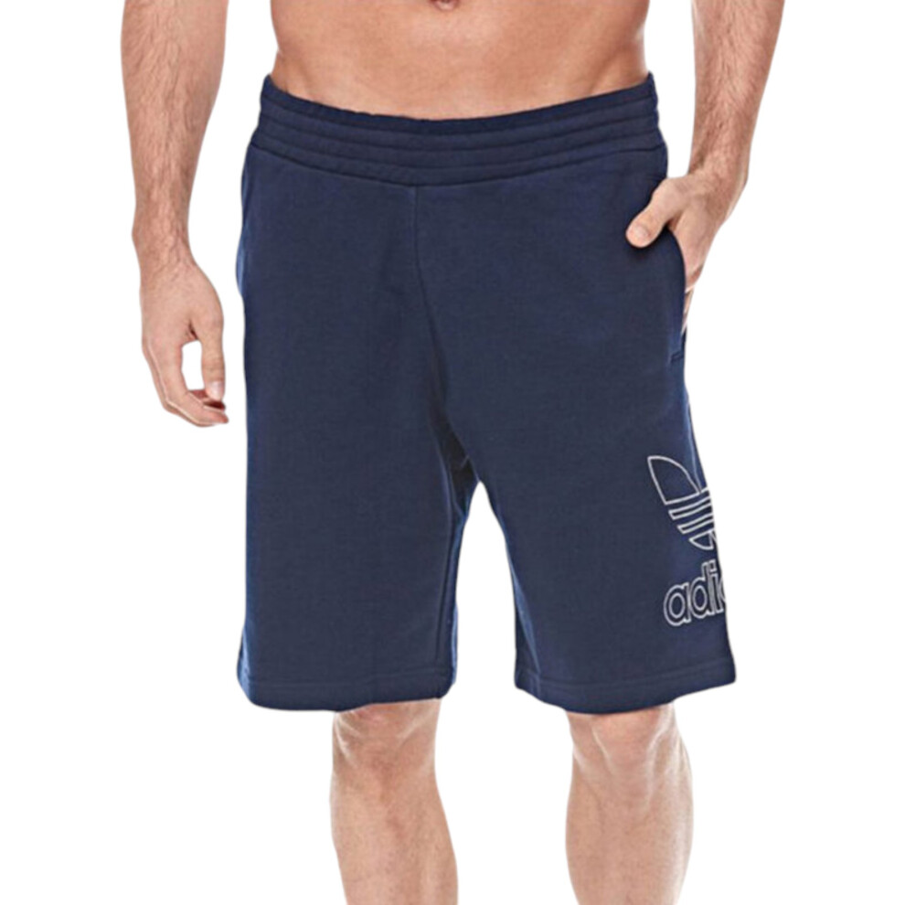 Adidas (Navy, S) Originals 3 Stripes Mens Fleece Short Trefoil Blue