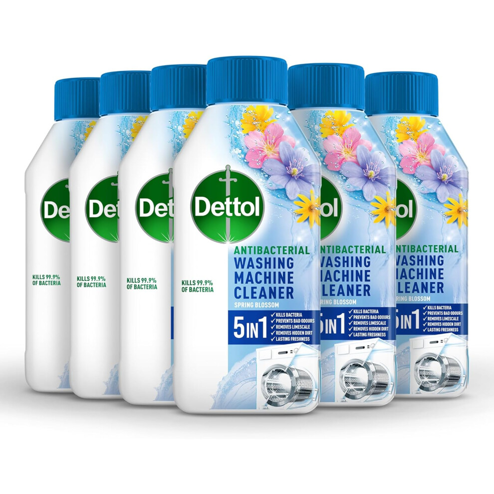 (Dettol Washing Machine Cleaner, Blooming Beautiful, Multipack of 6 X 250ml, Total of 1.5L, Washing Machine Descaler, Dru) Dettol Washing Machine Clea