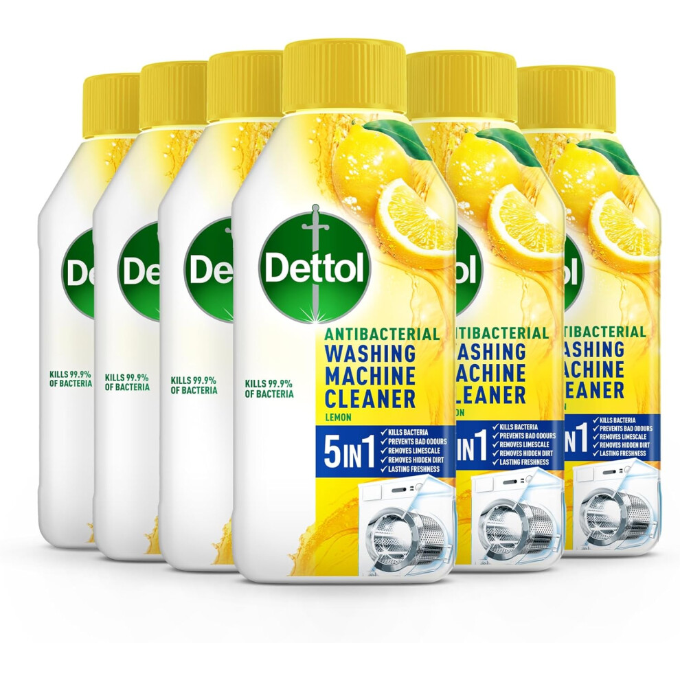 (Dettol Washing Machine Cleaner, Lemon, Multipack of 6 X 250ml, Total of 1.5L, Wasing Machine Limescale Remover, Washing ) Dettol Washing Machine Clea