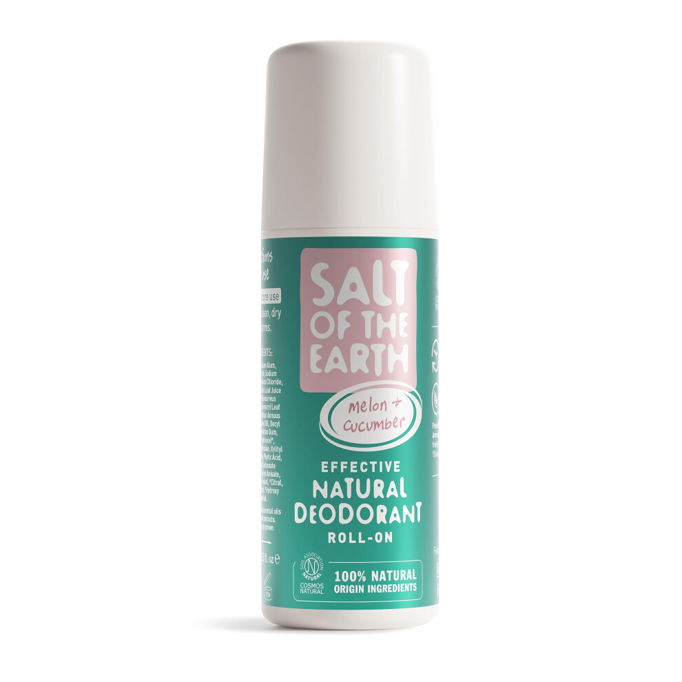 Salt Of The Earth Natural Deodorant Roll On Melon & Cucumber - 100% Natural Ingredients 75Ml