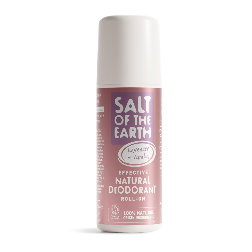 Salt Of The Earth Lavender Natural Deodorant Roll On & Vanilla - 100% Natural Ingredients 75Ml
