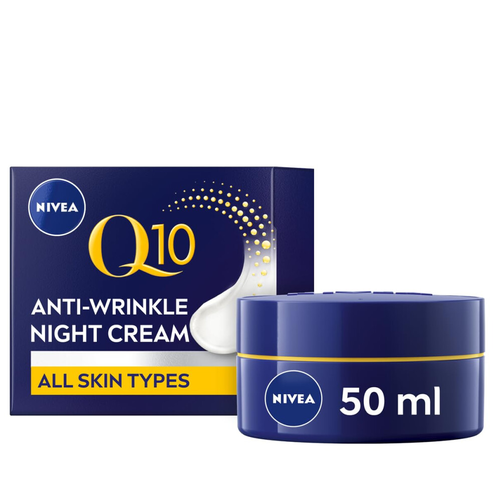 NIVEA Q10 Anti-Wrinkle Power Revitalising Night Cream Anti-Wrinkle Face Cream with Skin Identical Q10 and Creatine 50 ml