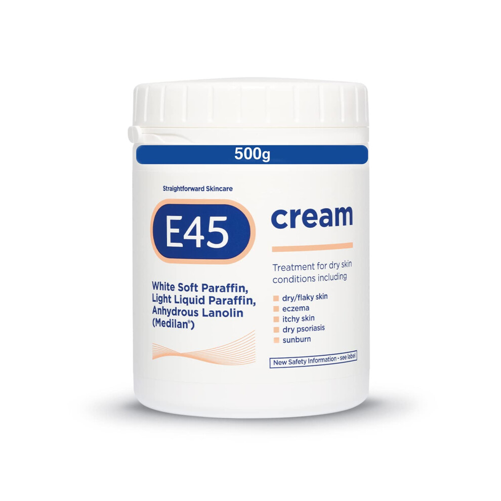 E45 500 G Tub Â Moisturiser For Dry Skin And Sensitive Skin - Emollient Body To Soothe Dry And Irritated Skin - Itchy Skin 500 G Cream