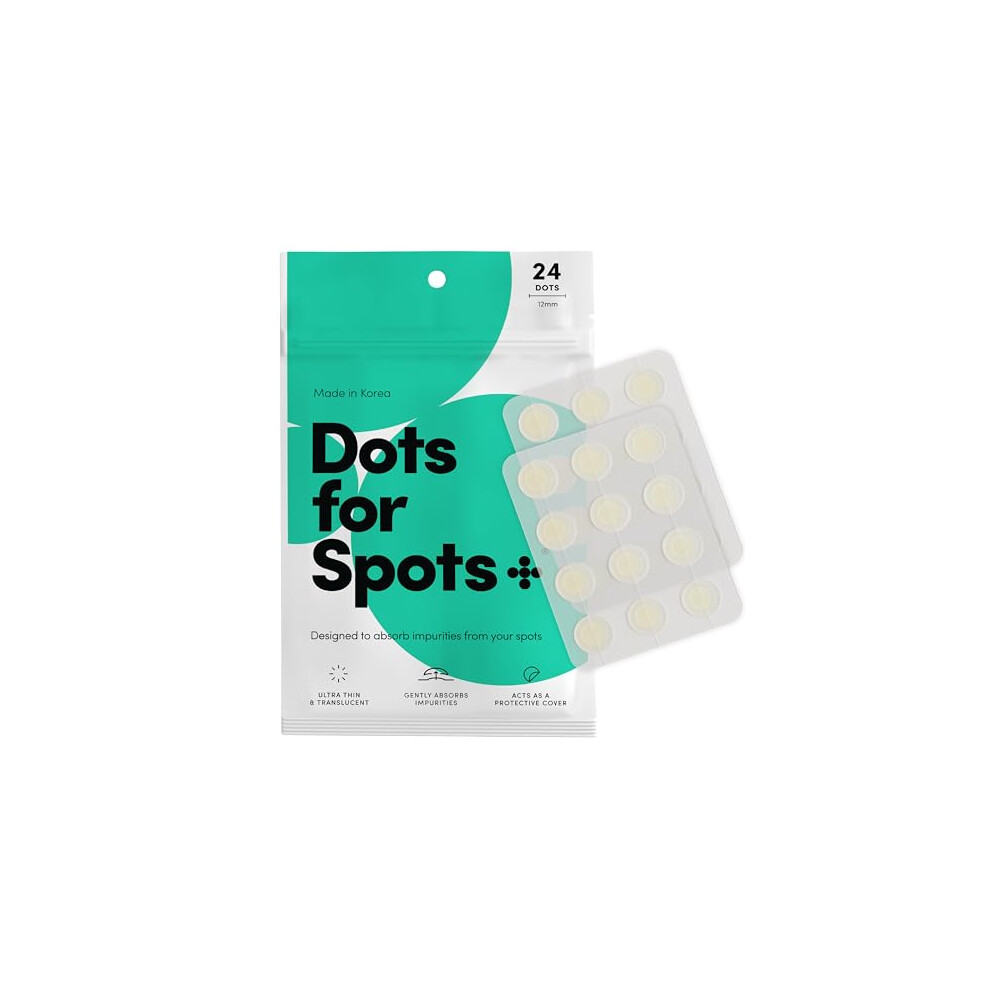 Dots For Spots Acne Patches - Pack Of 24 Translucent Hydrocolloid Pimple Patch Spot Treatment Stickers For Face And Body - Fast-Acting