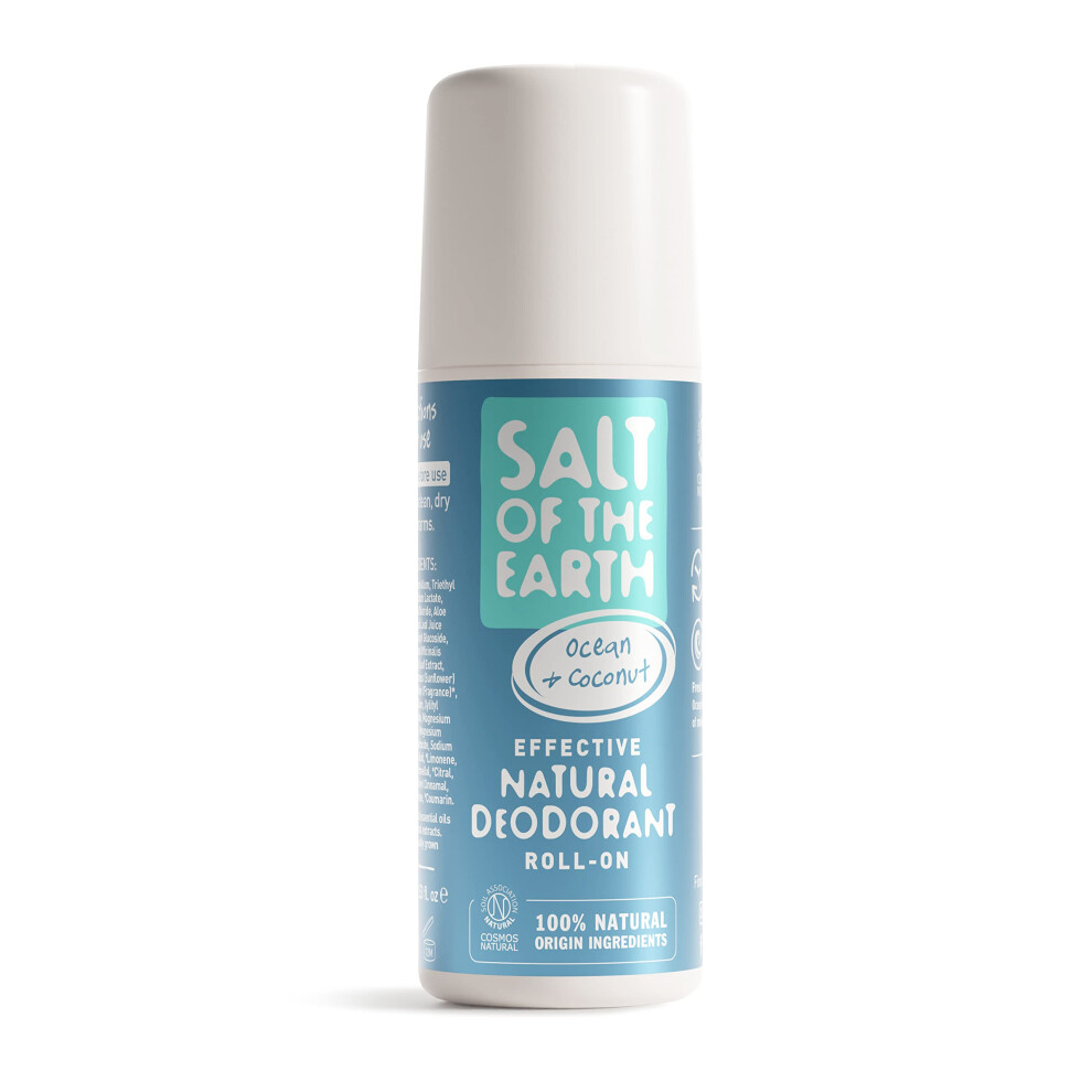 Salt Of The Earth Natural Deodorant Roll On Ocean & Coconut - 100% Natural Ingredients 75Ml