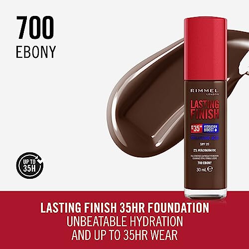 Rimmel Rimmel Lasting Finish 35Hr Foundation 700 Ebony 1