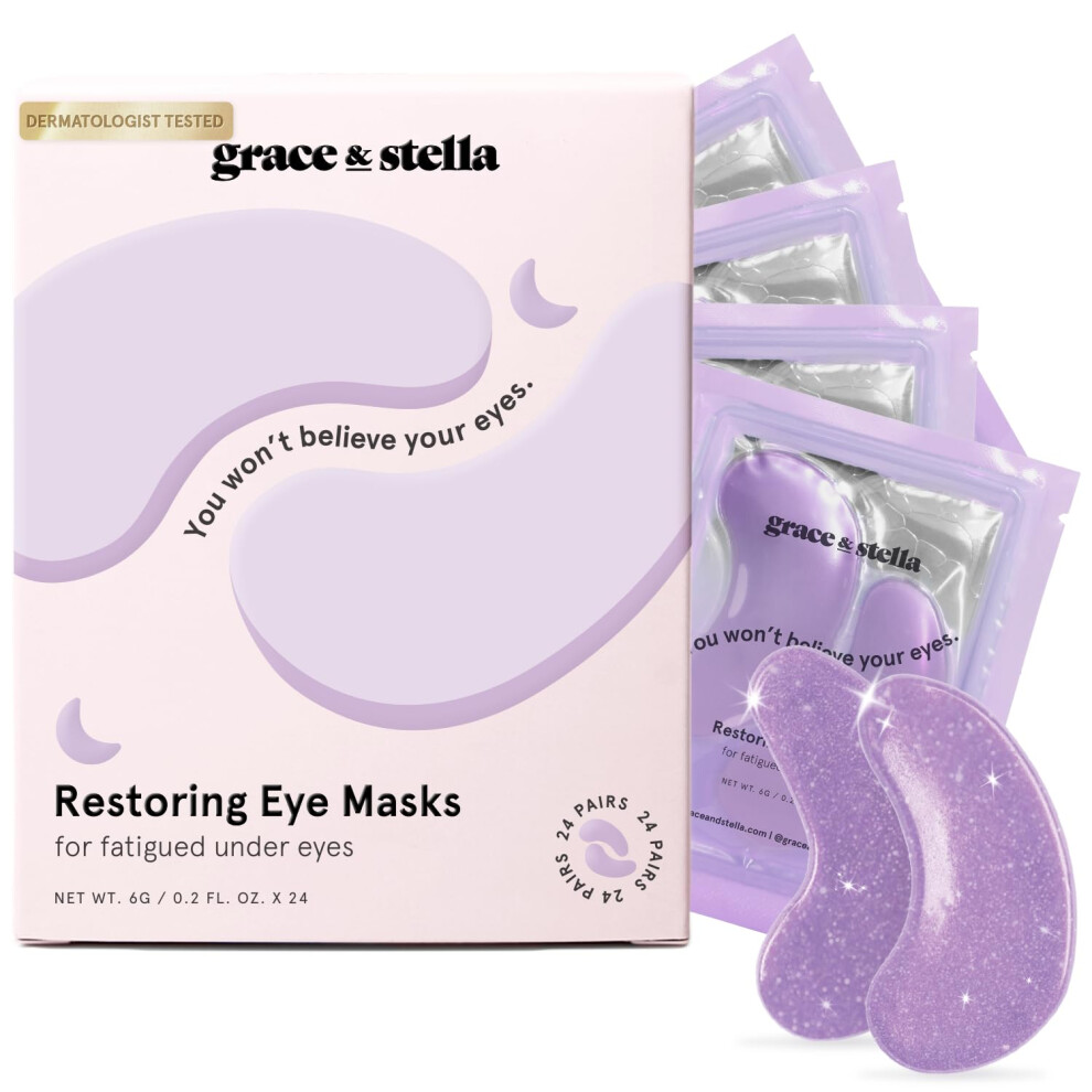 grace & stella Purple Under Eye Gel Patches with Retinol 24 Pairs - Dermatologist Tested Restoring Under Eye Masks for Puffy Eyes and Dark Circles