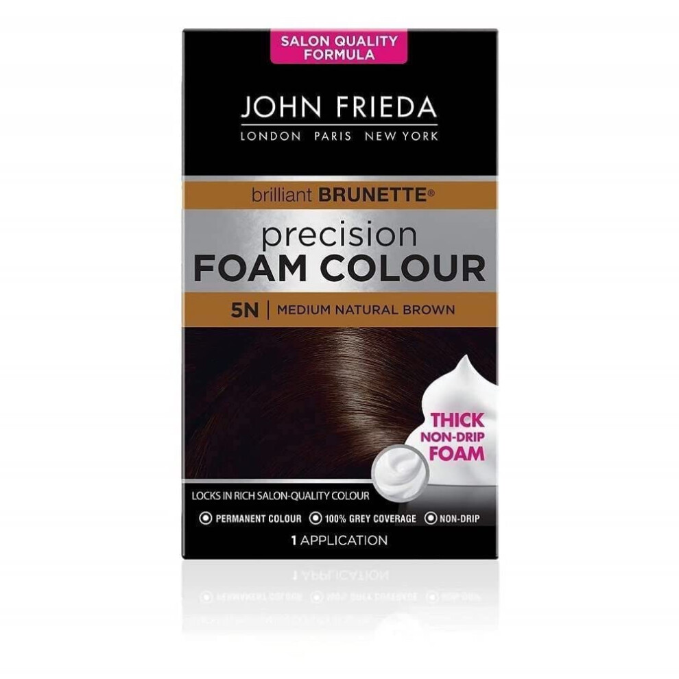 John Frieda Precision Foam Colour Permanent Hair Dye 5N for Salon Quality Finish Grey