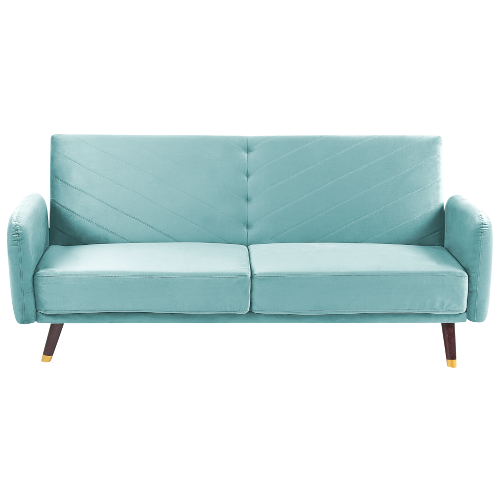 Velvet Fabric Sofa Bed Light Blue SENJA