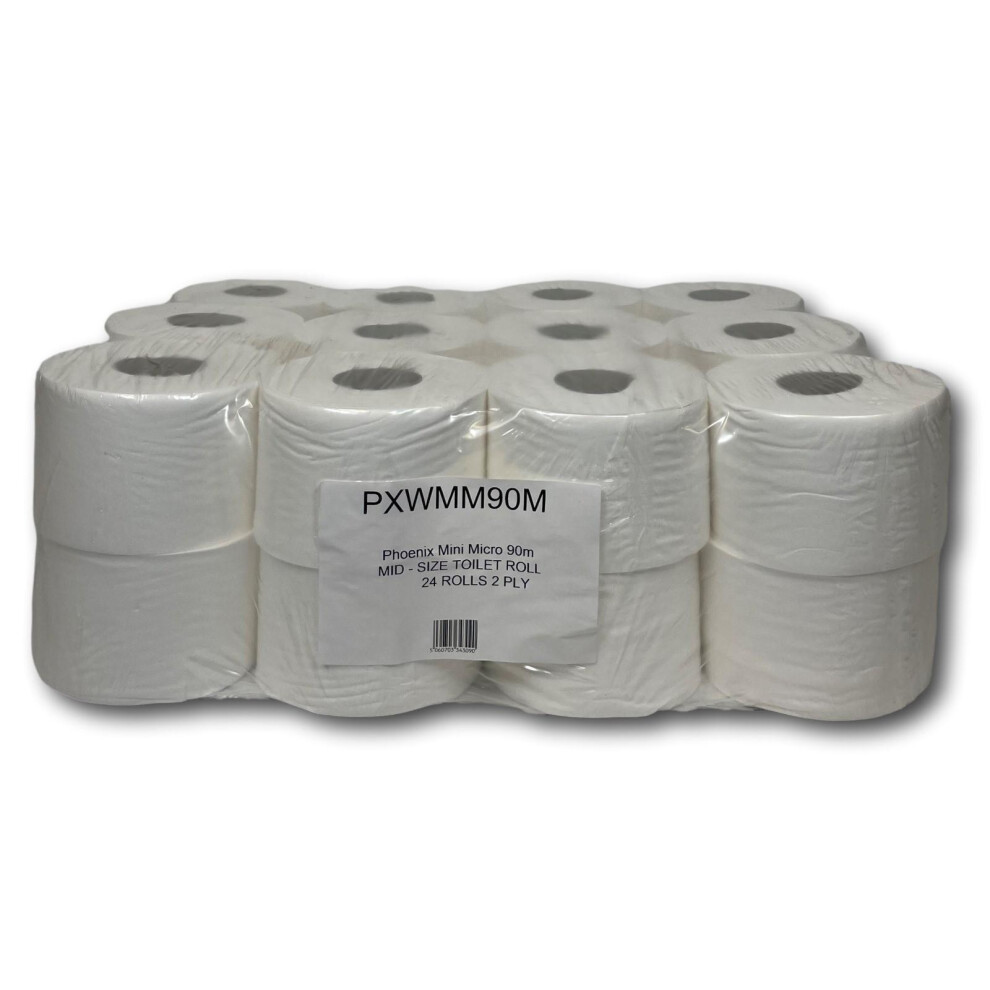 Phoenix Mini Micro Toilet Rolls 90m Pack Of 24 - 2 Ply