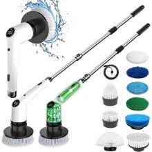 (Green) Electric Spin Scrubber Rechargeable Cleaning Brush with 9 Replaceable Brush Heads, Cordless Portable Electric Scrubber, Bathroom Scrubber