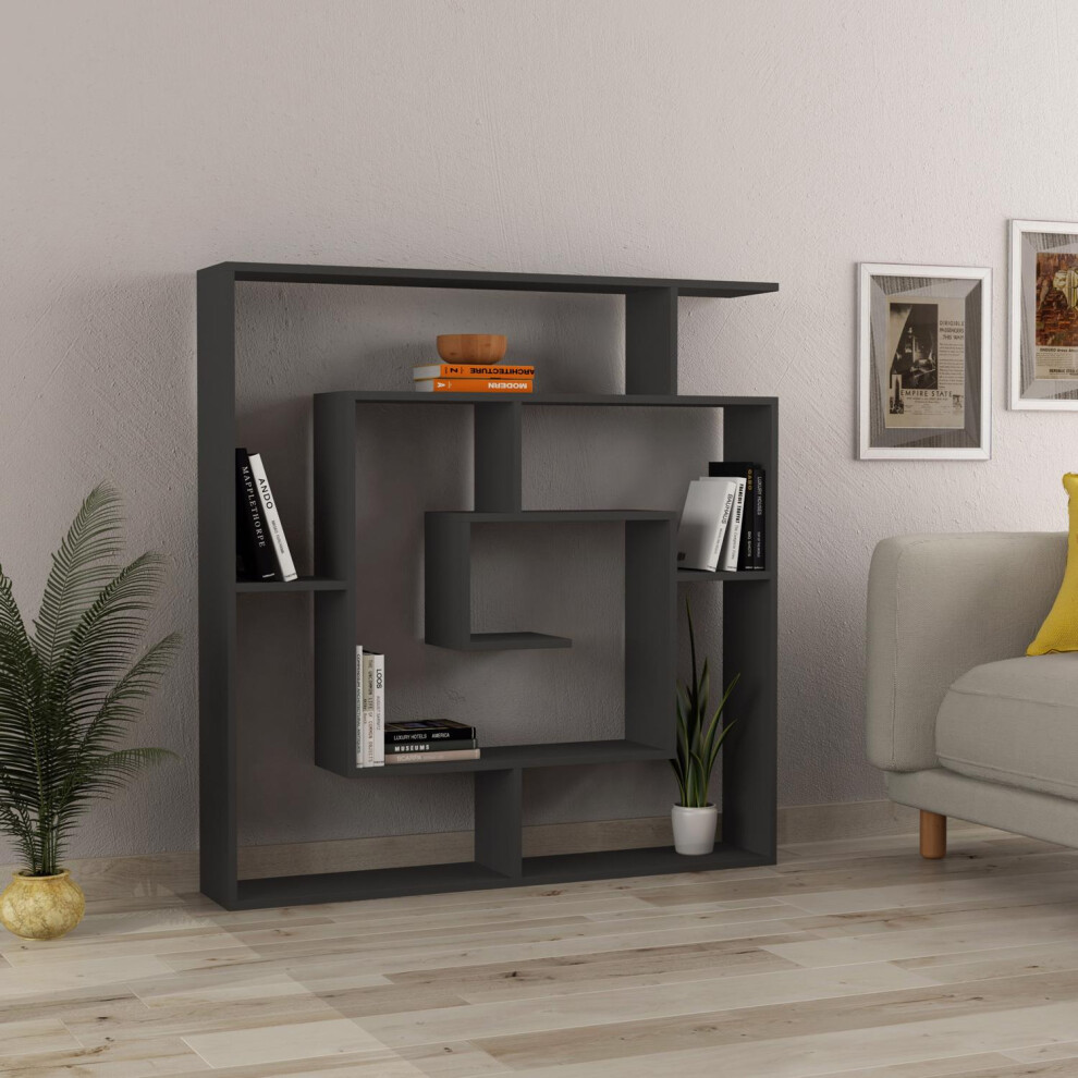 FWStyle Maze Bookcase Room Divider Shelving Unit Anthracite Grey Modern Design