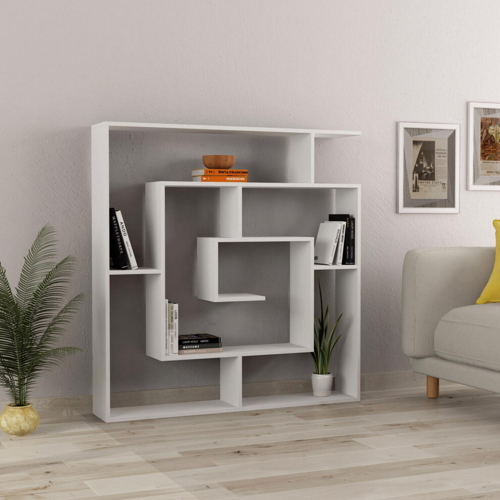 FWStyle Maze Bookcase Room Divider Shelving Unit Matt White Modern Design