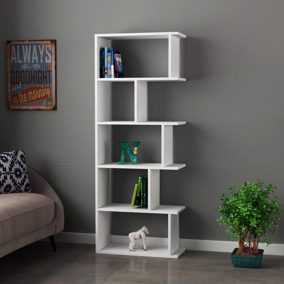 FWStyle Modern Design Bookshelf Shelving Unit Matt White Scratch Resistant