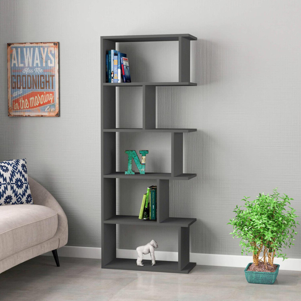 FWStyle Modern Design Bookshelf Shelving Unit Anthracite Grey Scratch Resistant