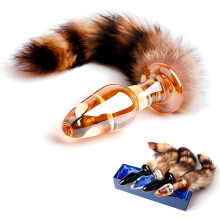 Erotic Glass Anal Plug With Fox Tail Sexy Crystal