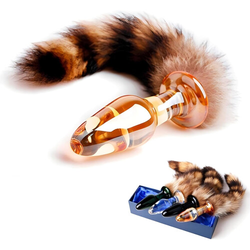 Erotic Glass Anal Plug With Fox Tail Sexy Crystal