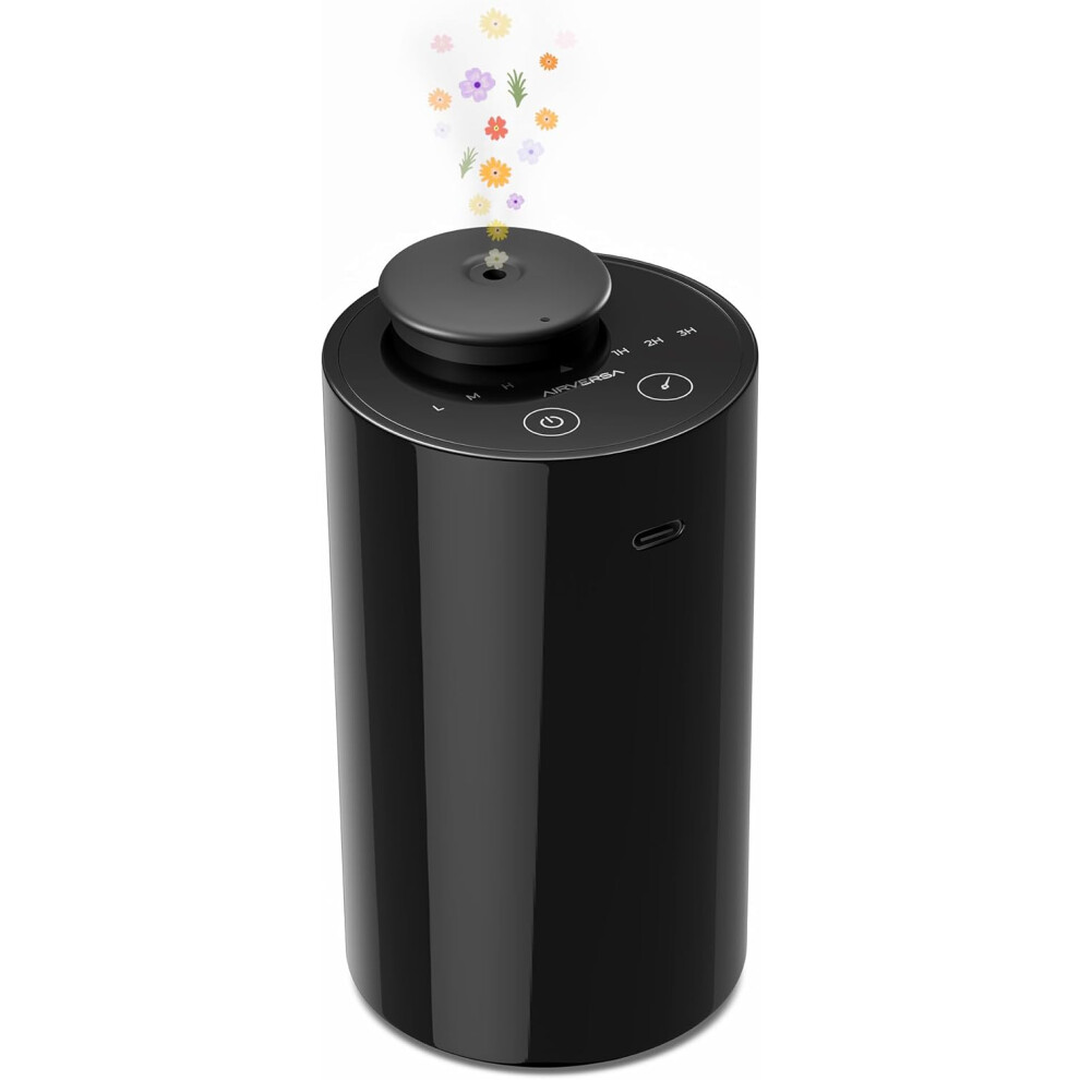 (Black1) Waterless diffuser for essential oil atomizer, battery operated mini scent air machine, aromatherapy mist diffuser