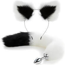 Anal Plug Fox Tail With Cat Ear Headband 2Pcs/Set,