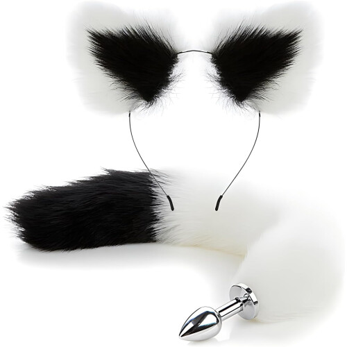 Anal Plug Fox Tail With Cat Ear Headband 2Pcs/Set,
