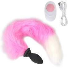 Anal Vibrator With Fox Tail, Vibrating Anal Plug,