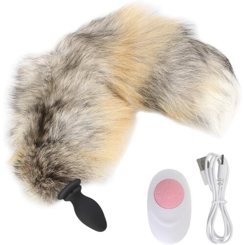 Anal Vibrator With Fox Tail, Vibrating Anal Plug,