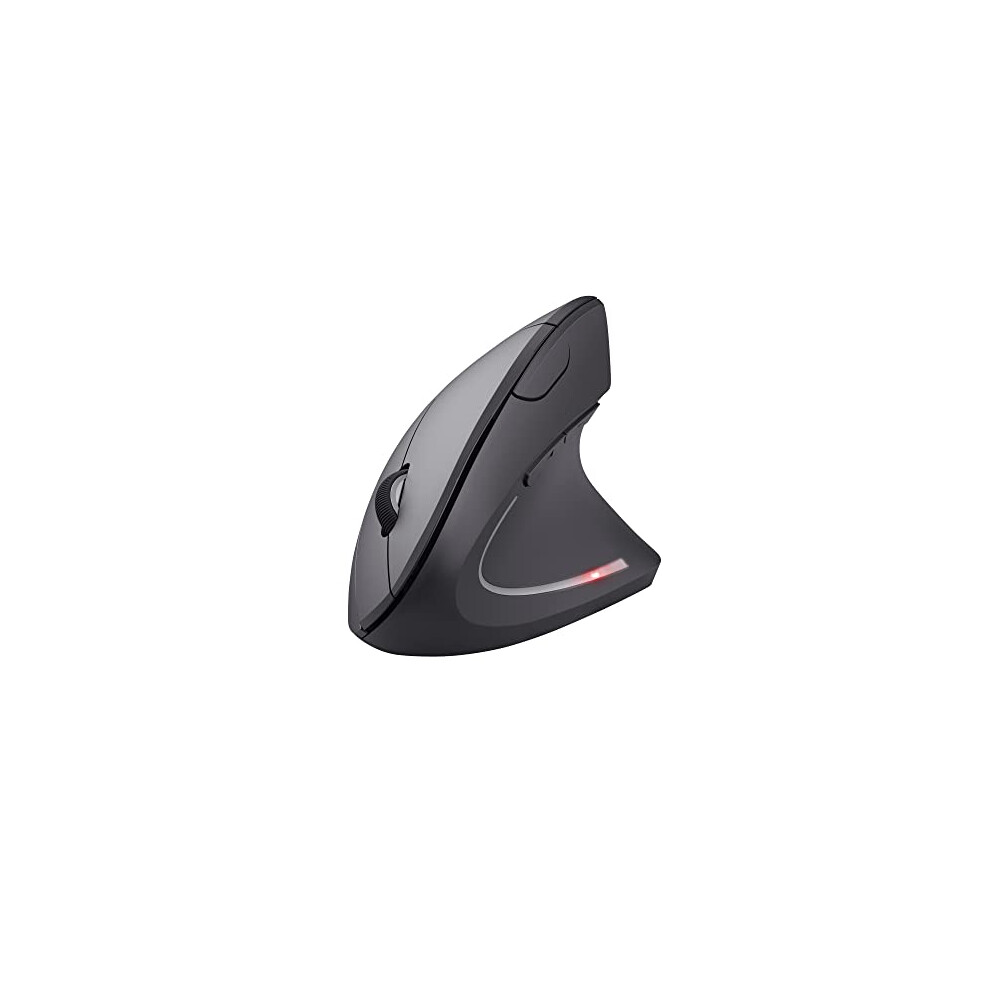 Trust Verto Wireless Ergonomic Mouse, Vertical Mouse With Storable Usb Micro-Receiver, 800-1600 Dpi, 6 Buttons, Illuminated Mouse For Right Hand Users
