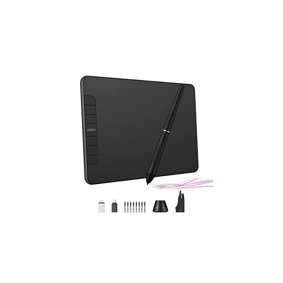 Graphics Drawing Tablet, Veikk Vk640 6 ? 4 Inch Digital Drawing Pad With Battery-Free Pen 6 Shortcut Keys Tilt Function 8192 Levels Electronic Writing 90450099