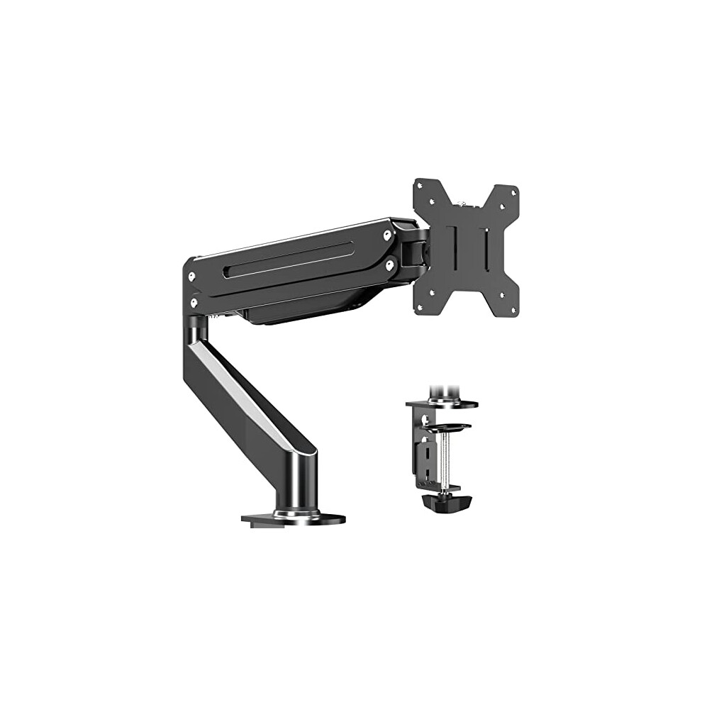 Suptek Single Monitor Arm, Monitor Arm Gas Spring For 17-27Inch Curved Screens Single Arm Desktop Clamp Mount Height Adjustable Monitor Mount Vesa Mount,