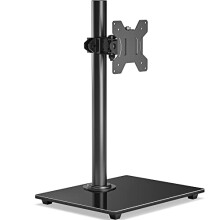 BONTEC Single Arm Monitor Stand for 13-32 Inch Screens, Freestanding Monitor Mount with Glass Base Up to 10 KG, Adjustable Motion Tilt ?75? Swivel