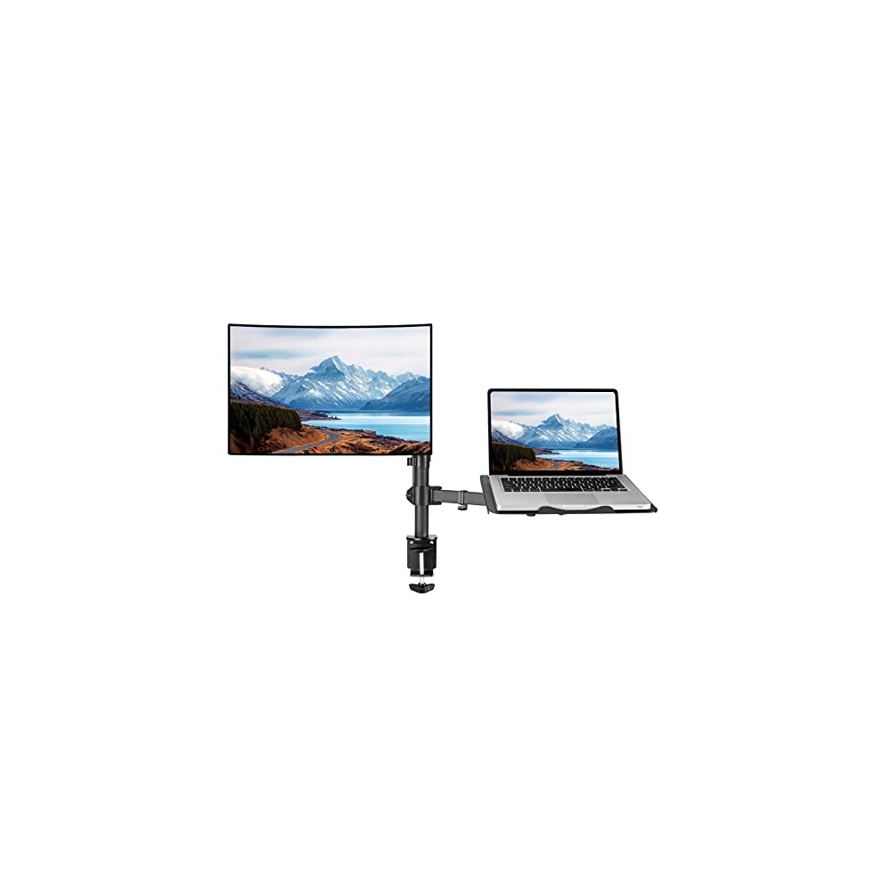 Suptek Monitor Arm With Laptop Tray, Fully Adjustable Vesa Mount For 13 To 27 Inch Lcd Led Screen & Up To 17 Inch Notebook, Monitor Arm Desk Mount 90458484