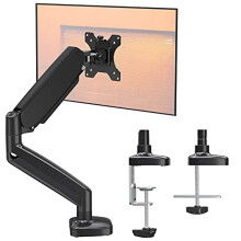 ELIVED Single Monitor Arm for Most 13-32 Inch Monitors with VESA 75x75/100x100mm up to 8KG, 360? Rotation Gas Spring Arm with C-Clamp and Grommet