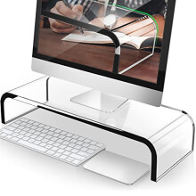 AboveTEK Premium Acrylic Monitor Stand, Custom Size Monitor Riser/Computer Stand for Home Office Business w/Sturdy Platform, PC Desk Stand for